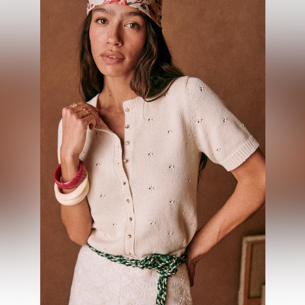 Sézane Kyle Cardigan in Cream XL